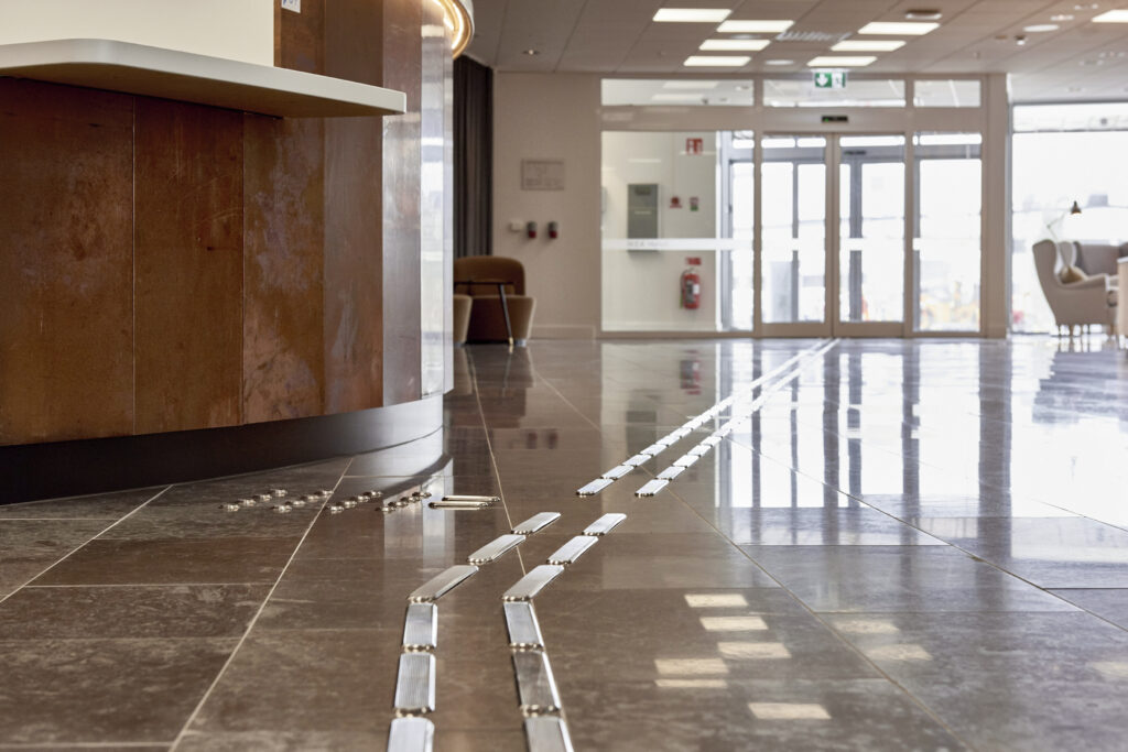 Tactile areas in IKEA Hotell lobby.